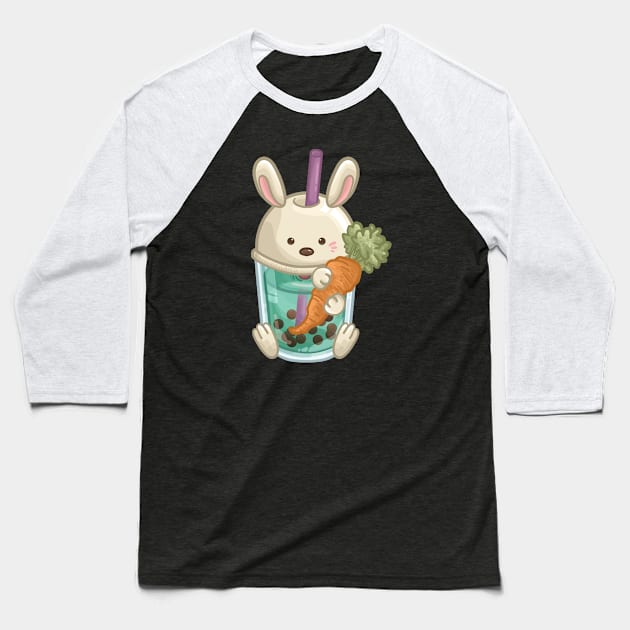 Bunny Bubble Tea Baseball T-Shirt by Khotekmei